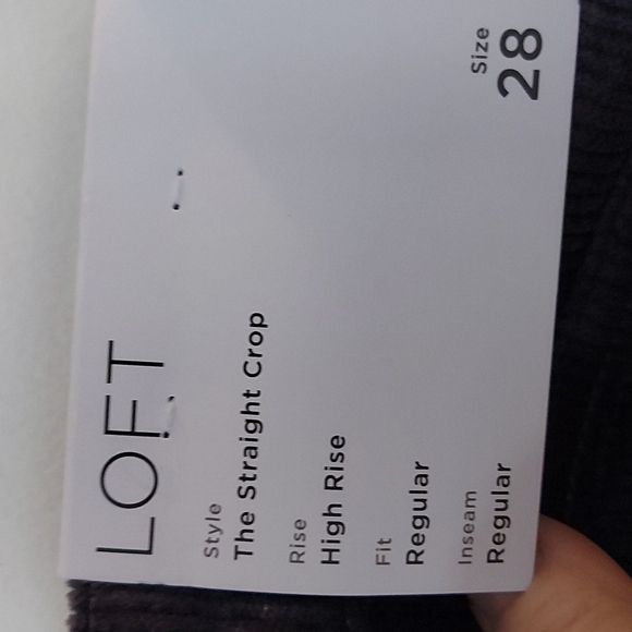 NWT Loft The Straight Crop Raw Hem Corduroy Pants Gray Size 28 - Picture 3 of 10